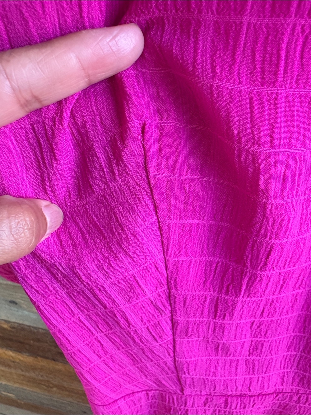 Charles Henry Hot Pink Wrap Mini Dress with Puff Sleeves - Picture 7 of 7